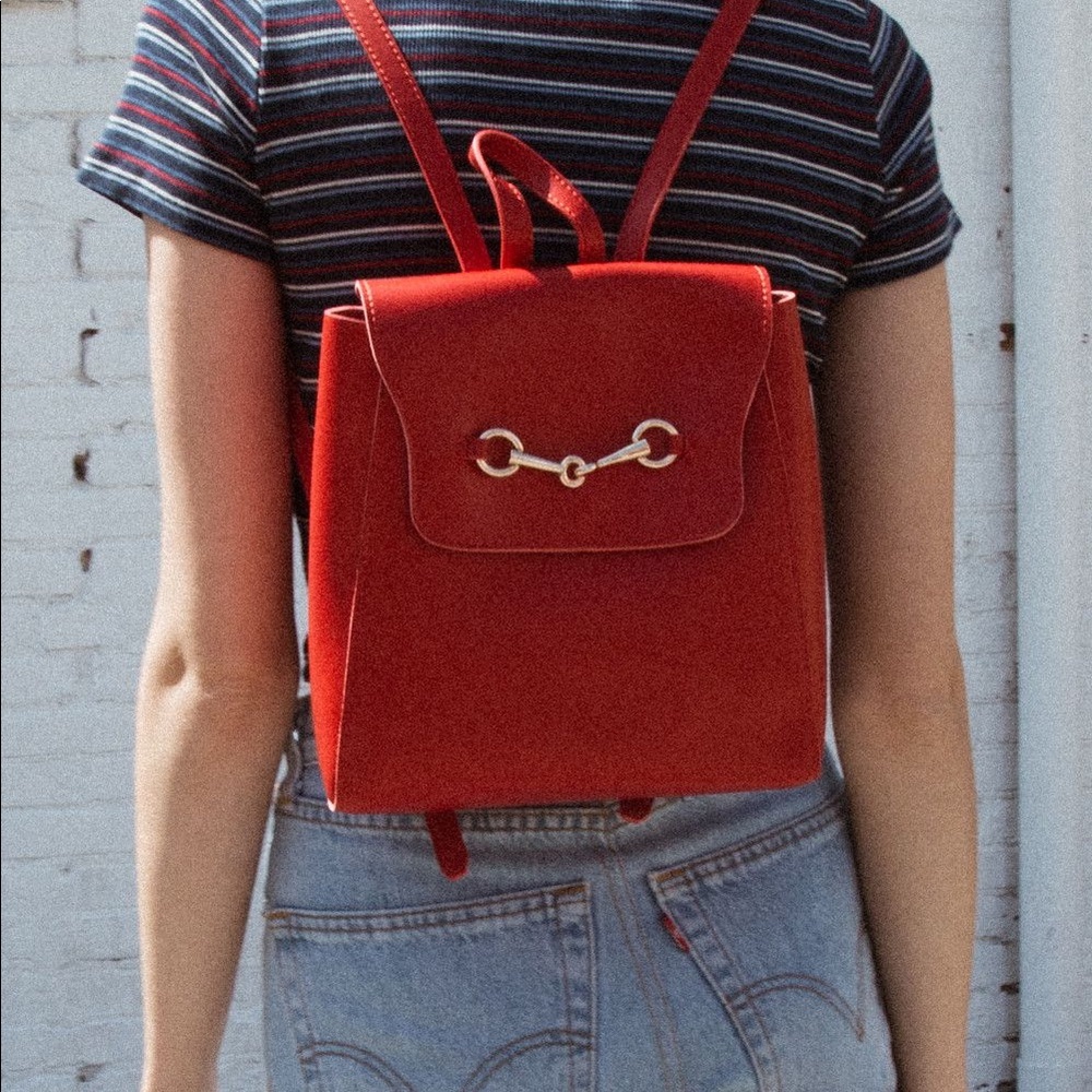 Red Brandy Melville Faux Leather Backpack